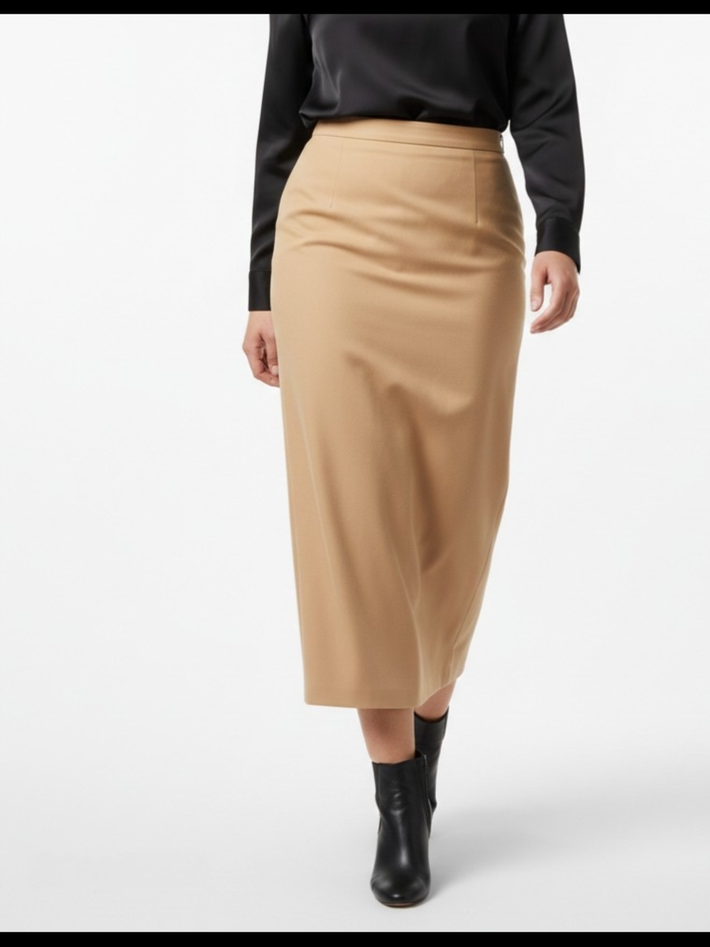 NWT Sag Harbor Petite 100% Pure Wool Pencil Skirt Camel Tan Size 8P